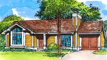 image of single story country house plan 1465